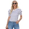 Zilpu Women's Trendy Puff Sleeve Knit Top - Casual Tee Shirt Blouse - 2 of 4