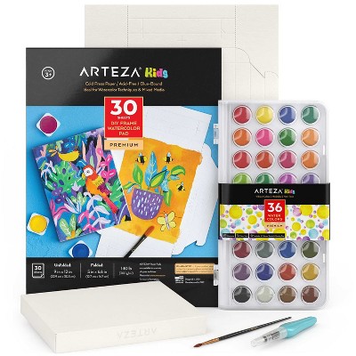 Arteza Kids Watercolor Painting Art Set, Watercolor Paint 36 and Foldable Canvas (ARTZ-3563)