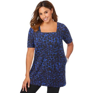 Jessica London Stretch Cotton Square Neck Tunic - 1 of 4