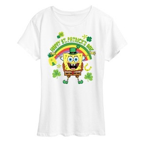 Women's - SpongeBob Squarepants - Spongebob Happy St Patricks Day Short Sleeve Graphic T-Shirt - 1 of 4