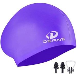 DSANE Womens Silicone Swim Cap for Long Hair,3D Ergonomic Design Silicone Swimming Caps for Women Men Adults Boys Girls with Ear Plug and Nose Clip - 1 of 1