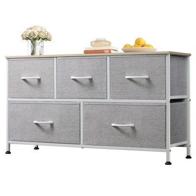 Fabric Dresser for Bedroom, Wide 5-Drawer Chest of Drawers with Storage Organizer Unit