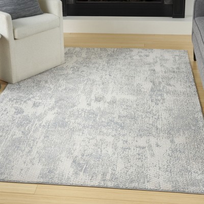 Gray Abstract 4' x 6' Synthetic Handmade Area Rug