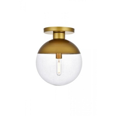 Elegant Lighting Eclipse 1 Light Brass Flush Mount With Clear Glass
