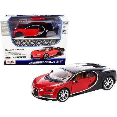 Model Kit Bugatti Chiron Red and Black (Skill 2) "Assembly Line" 1/24 Diecast Model Car by Maisto