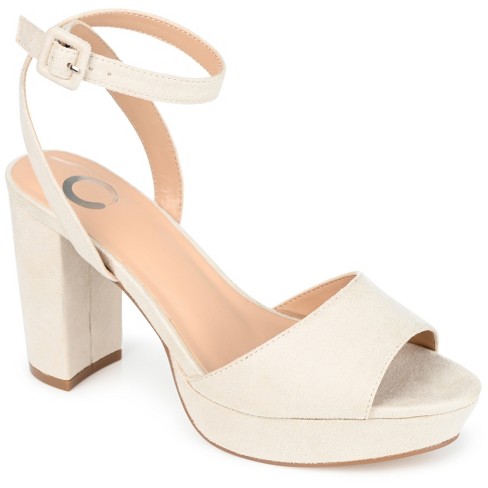 Journee Collection Womens Nairri Open Toe High Block Heel Pumps, Nude 7.5 :  Target