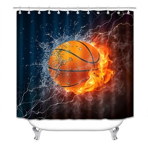 Fire Water Soccer Shower Curtains for Bathroom Waterproof Fabric Bath Curtain Durable Soft Stylish Bathroom Decor 72x72 Inch - 1 of 1
