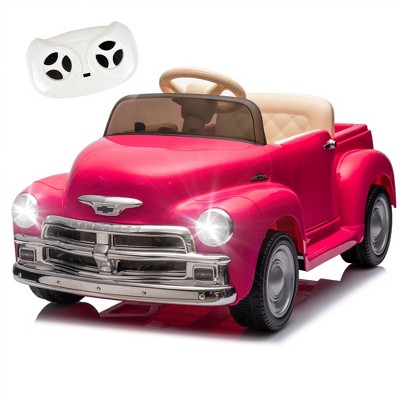 Lomsoe 12V Kids Ride On truck car w/parents control, Licensed Chevrolet 3100 pickup,electric car for kid,Vintage modeling,3 speeds,LED Lights