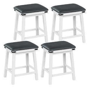Tangkula PU Leather Bar Stools Set of 4 24" Counter Height Dining Stools w/ Upholstered Seat - 1 of 4
