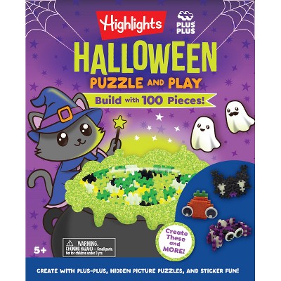Halloween Puzzle and Play - (Highlights & Plus-Plus Activity Book and Blocks Set) (Hardcover)