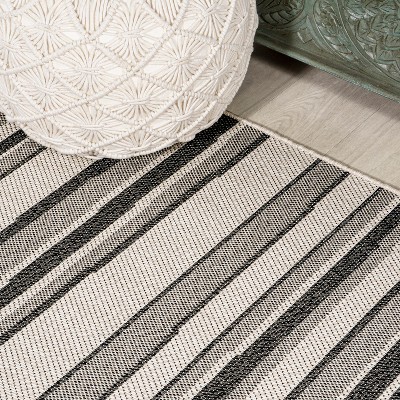 Reversible Castara Modern Stripe Gray Synthetic Area Rug