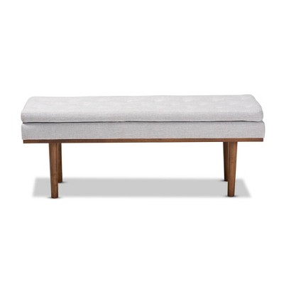 Arne Walnut and Gray Upholstered Mid-Century Bench