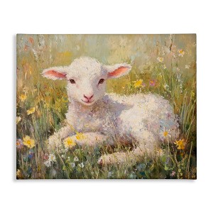 Stupell Industries Sunlight Lamb in Flowers Canvas Art - 1 of 4