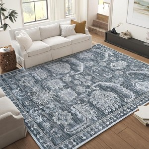 Washable Ultra-Thin Soft Classic Area Rug with Non-Slip Backing, Foldable Indoor Carpet for Living Room, Bedroom, Dining Room, Entryway - 1 of 4