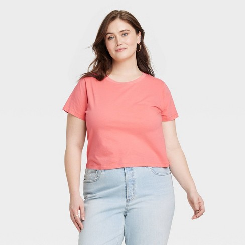 Women's Shrunken Short Sleeve T-shirt - Universal Thread™ Coral Red 2x :  Target