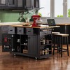 OUTSUPPLY Large Kitchen Island Set with 2 Bar Stools, Drop Leaf, 5 Wheels, Internal Storage Racks, 3 Drawers for Kitchen Dining Room - 4 of 4