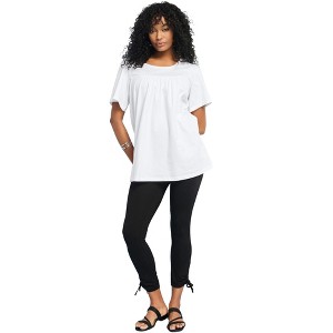 Roaman's Women's Plus Size Shirred Ultimate Tee - 1 of 4