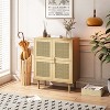 ORRD 4-Door Rattan Storage Cabinet, Modern Natural Rattan Mesh Sideboard with 8 Shelves for Entryway, Living Room - 2 of 4