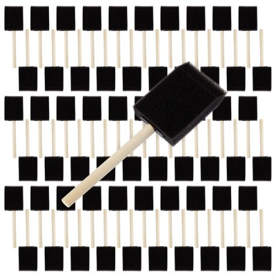 Bright Creations 60-Pack of Foam Paint Brushes with Wooden Handle, 2 Inch Sponge Brush For Painting, Acrylics, Stains, Crafts, DIY Projects, Black