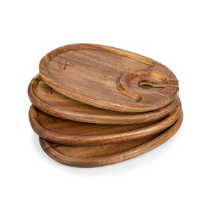 NFL Minnesota Vikings Acacia Wood 4pc Wine Appetizer Plate Set - 1 of 4