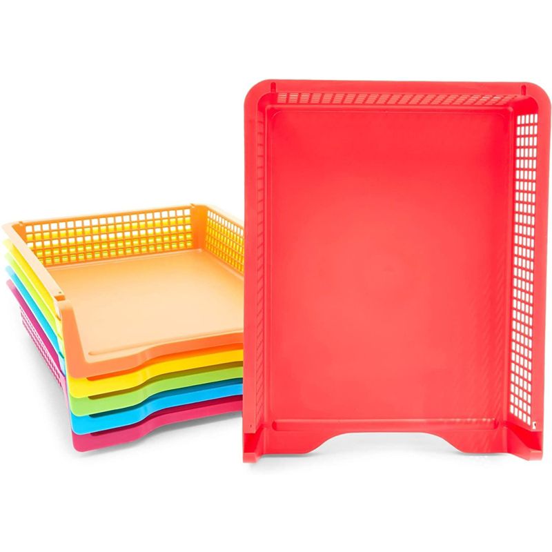 Bright Creations Set of 6 Rainbow Turn In Trays for Teachers, Plastic Classroom Paper Organizers, Colorful Storage Baskets for Office, 10 x 3 x 13 In, 3 of 9