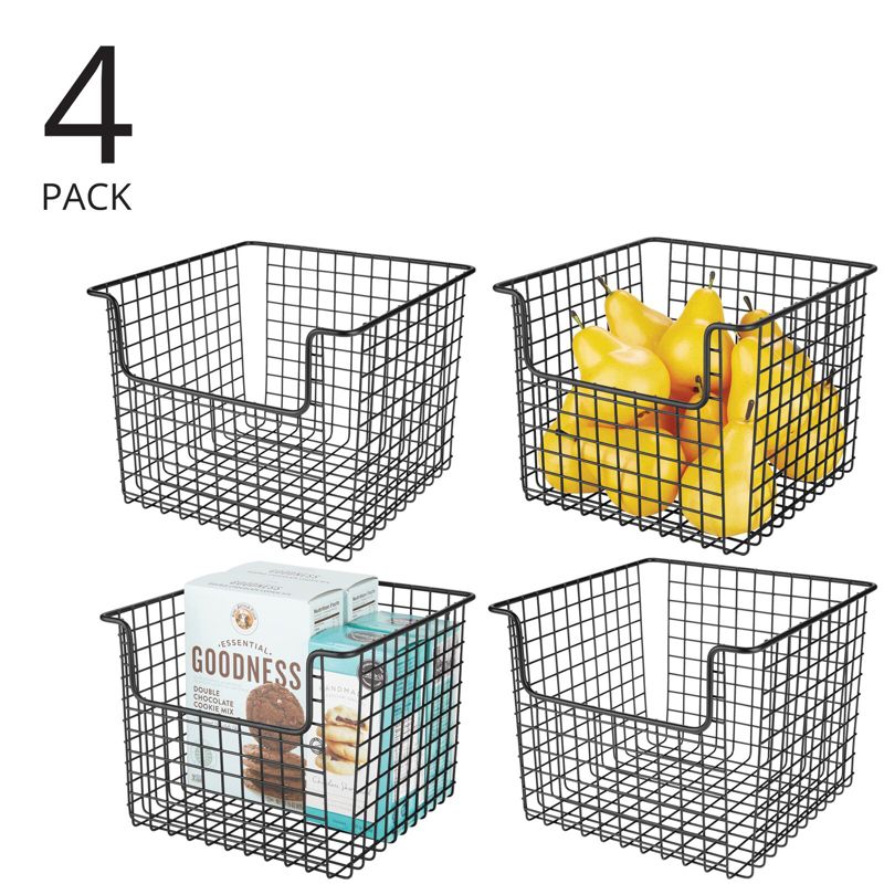 mDesign Metal Kitchen Food Storage Basket, Open Front - 4 Pack, 2 of 9