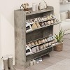 Shoe Cabinet Storage for Entryway, Narrow Shoe Cabinet with 2 Flip Drawers, Freestanding Hidden Slim Shoe Organizer Cabinet with Hooks Garage,Gray - 4 of 4