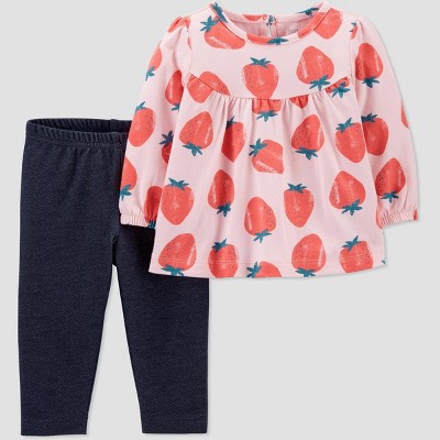 Baby Girls' Strawberries Top & Bottom Set - Just One You® made by carter's Pink 9M