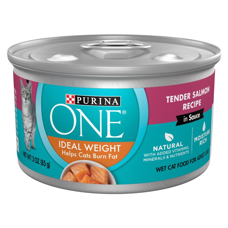 Purina ONE Natural Weight Control Salmon, Seafood and Fish Flavor Wet Cat Food - 3 oz, 1 of 7