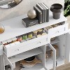Hitow Buffet Cabinet with Interior Door Shelves Glass Door Display Buffet Sideboard 3 Drawers Coffee Bar Station Kitchen Storage Cabinet for Dining - 4 of 4