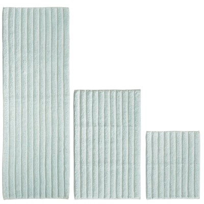 mDesign Cotton Spa Mat Rug for Bathroom, Varied Sizes, Set of 3 - Water Blue