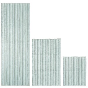 mDesign Cotton Spa Mat Rug for Bathroom, Varied Sizes, Set of 3 - Water Blue - 1 of 4