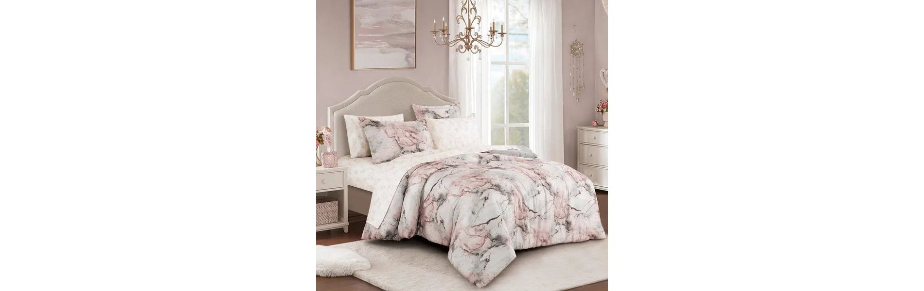 7 Piece Abstract Print Comforter Set with Bed Sheet Set