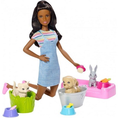 barbie play and wash pet set