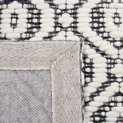 Elegant Marbella Hand-Woven Black/Ivory Wool Blend 3' x 5' Area Rug