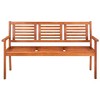 vidaXL 3-Seater Patio Bench with Cushion 59.1" Solid Eucalyptus Wood - 2 of 4