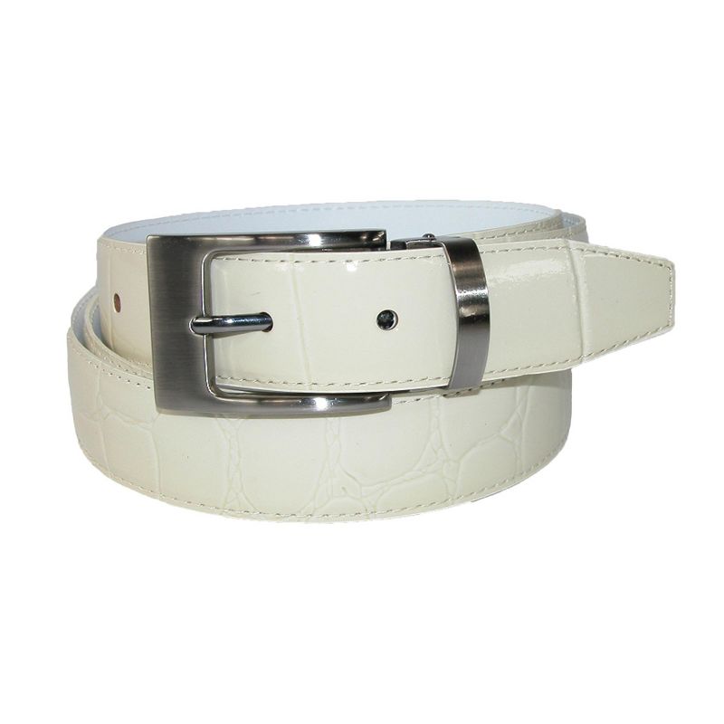 CTM Leather Croc Print Dress Belt with Clamp On Buckle, 1 of 3