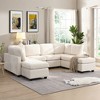 103" Chenille Upholstered U-Shaped Modular Sectional Sofa with Two Ottomans & Three USB Ports - 2 of 4