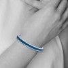 Black Bow Jewelry 8mm Stainless Steel & Blue Leather Cuff Bracelet, 7.25 Inch - image 3 of 4