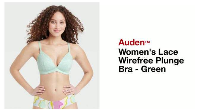 Women&#39;s Lace Wirefree Plunge Bra - Auden&#8482; Green, 2 of 4, play video