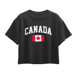 Girls' - Instant Message - Canada Flag Short Sleeve Boxy Graphic T-Shirt - 1 of 4