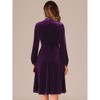 Allegra K Women's Velvet Mock Neck Button Front Ruffle Vintage Flared Dresses - 3 of 4