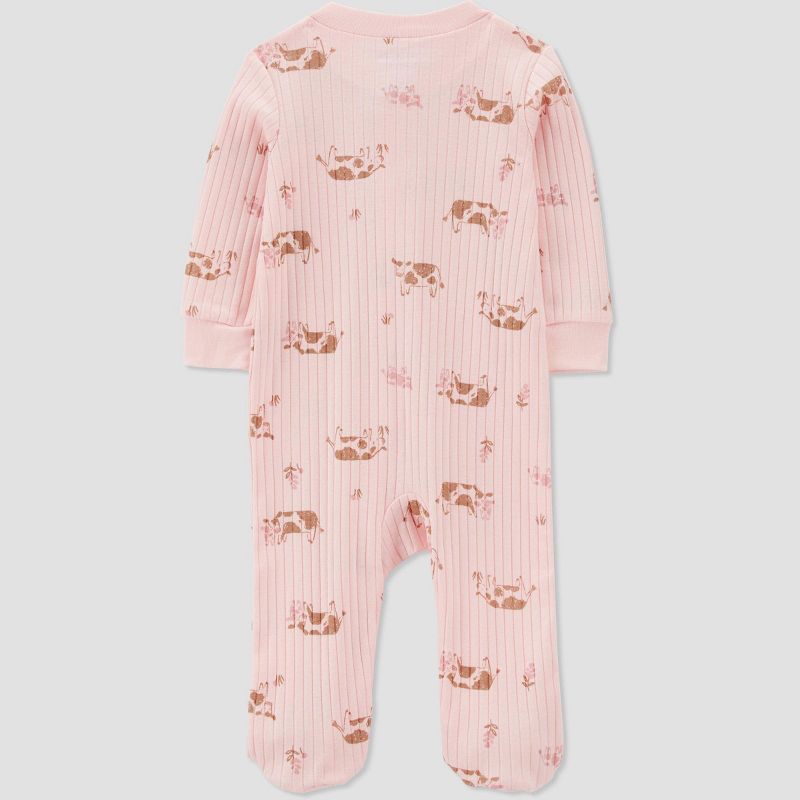 Carter's Just One You® Baby Girls' Cows Footed Pajama - Pink/Brown, 2 of 9