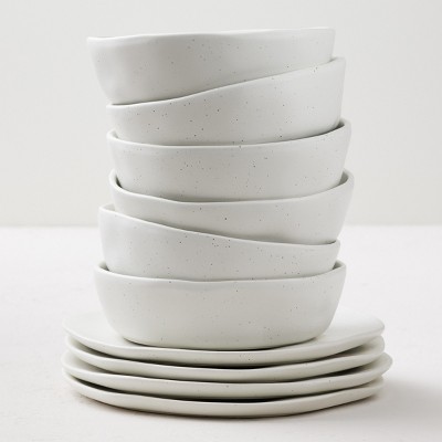 Rustic White Speckled Ceramic 32-Piece Dinnerware Set
