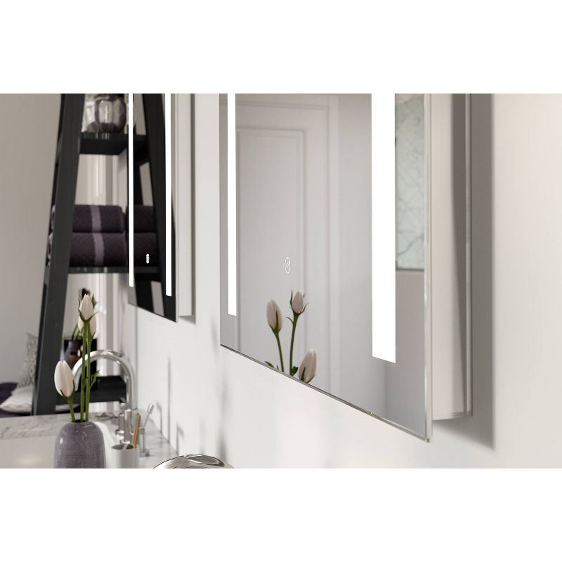 Single Frameless Fixed Color Temp LED Wall Mirror with Anti Fog Glass - Tosca, 3 of 6