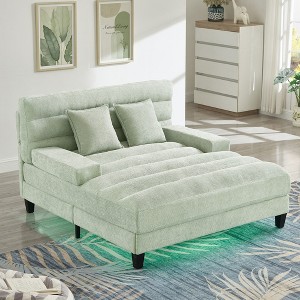 Whisen 57.1" Modern Chenille Chaise Lounge Sofa & Sofa Bed, Lounge Couch Chair with Adjustable Backrest - 1 of 4