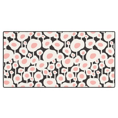 Heather Dutton Poppy Dot Retro Floral Black Desk Mat - Deny Designs