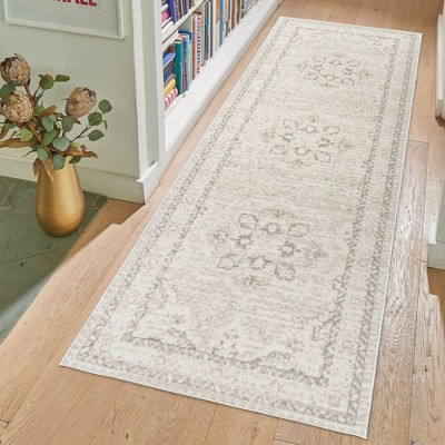 Trevi Cream Tufted Shag Synthetic Runner Rug