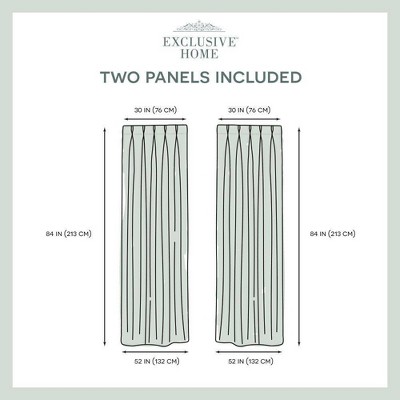 Teal Blackout Pleated Linen-Blend Curtain Panels, 84" Length