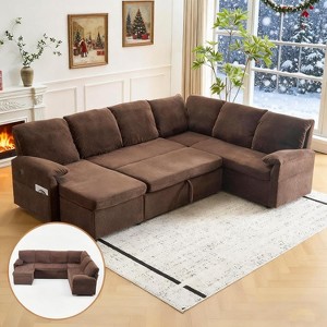 VINGLI Convertible Sofa Bed Couches for Living Room Sleeper Sofa with Pull Out Couch Bed L-Shape Sectional Couch with Storage Chaise, USB Charging - 1 of 4
